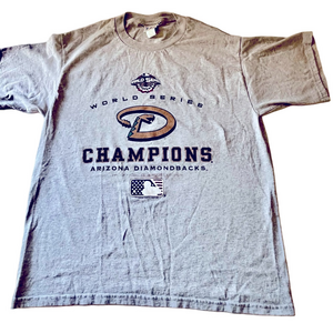 2001 MBL Arizona Diamondback World Series Lee Championship Gray Tee T-shirt LG